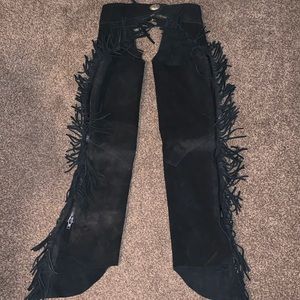 Women's. Chaps. Black. Suede. Worn twice.
